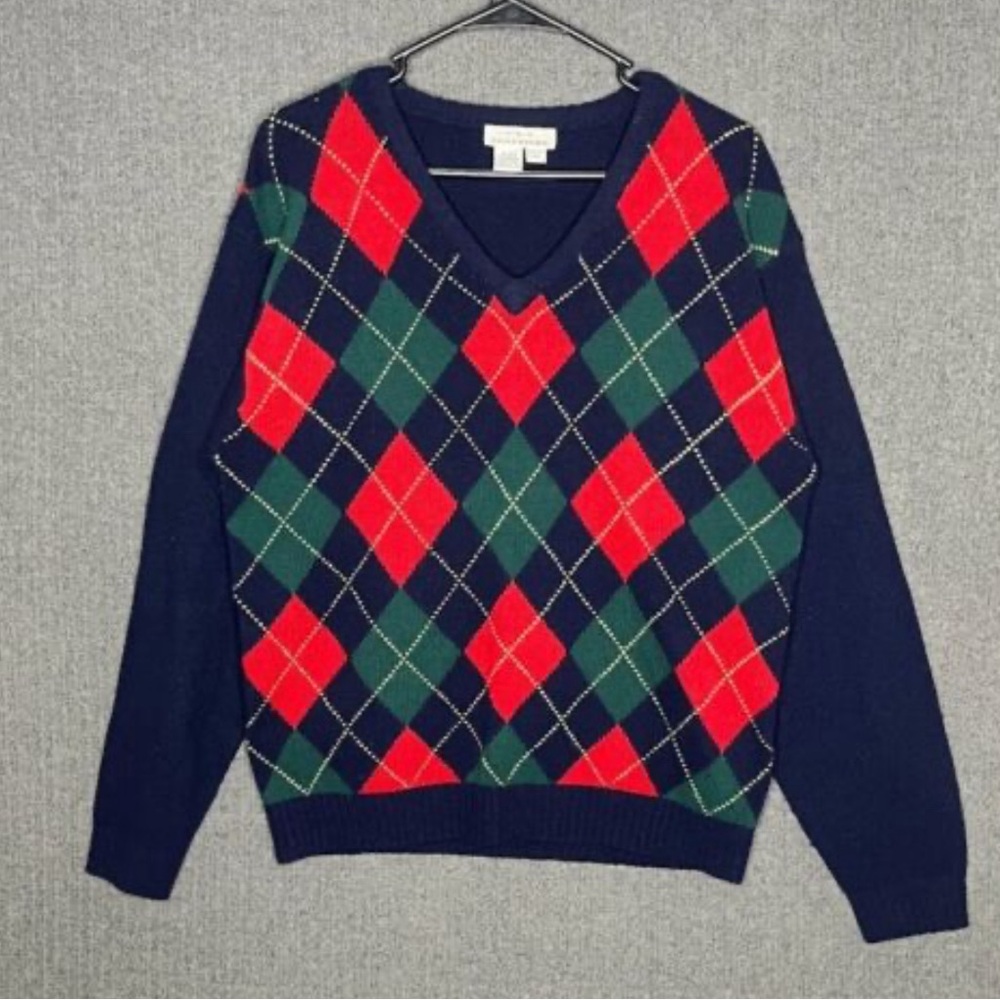 Vintage Eddie Bauer Lambswool Argyle Sweater